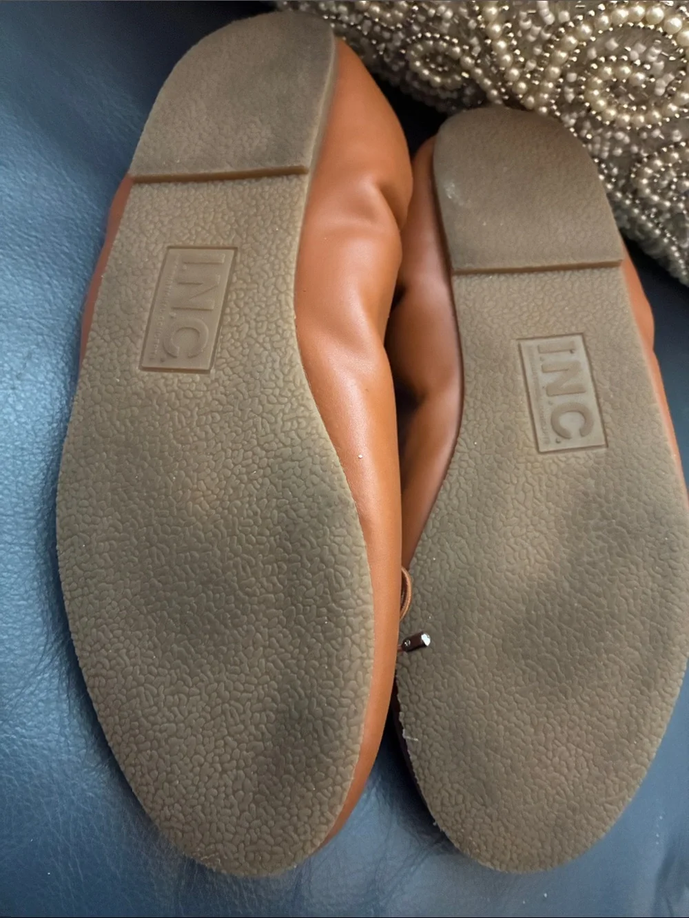 INC International Concepts Cognac Bow Ballet Flats